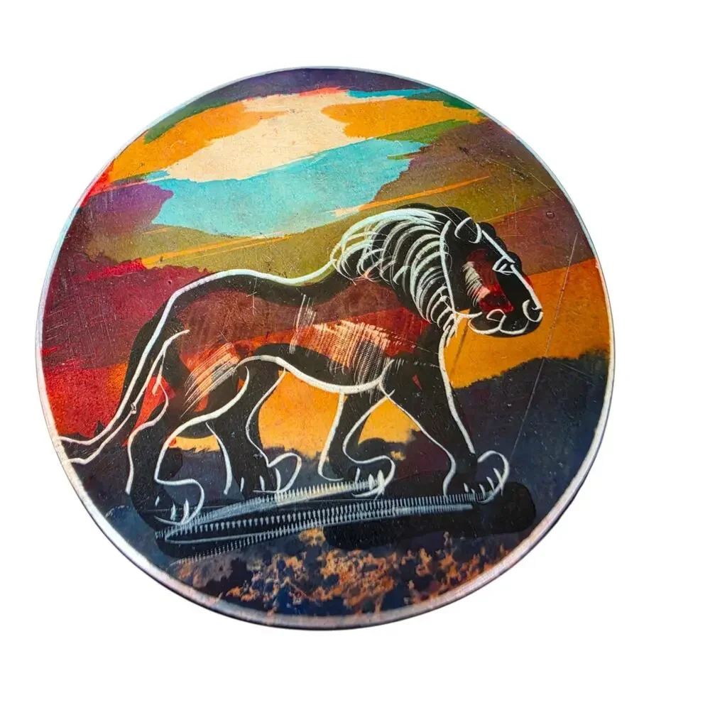 Vintage Serengeti Sunset Soapstone Coasters African Wildlife Holder Set